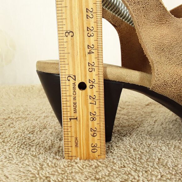 MUNRO Slingback Sandals sz 9W, Abby, Metallic/Gold Leather, Peep Toe Heels Shoes - Picture 10 of 12